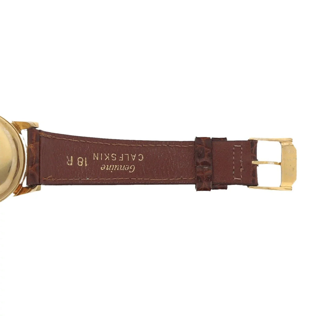 Gold Automatic Movado Chronometre 18k Leather Yellow Watch 34mm 1231 Wrist