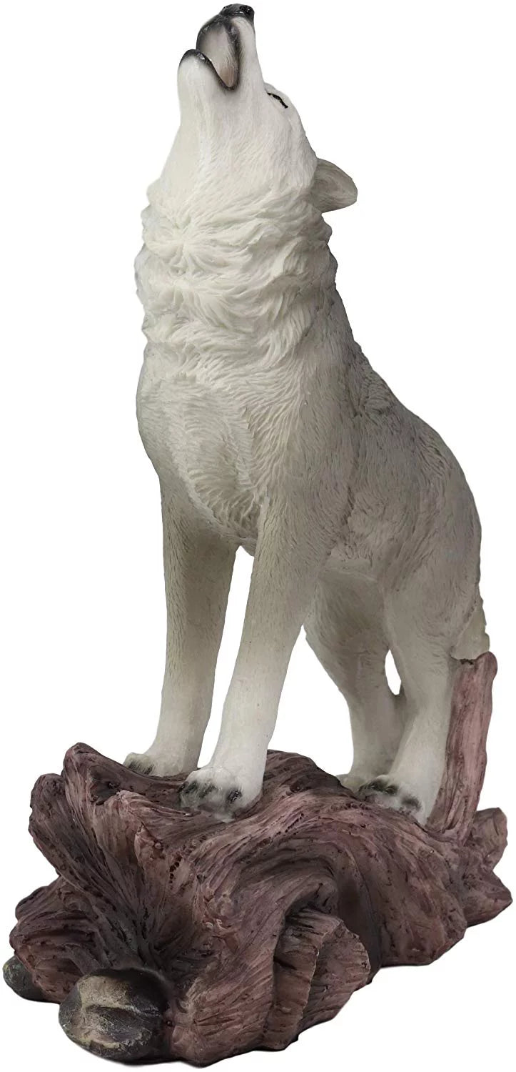 Of Large Gray Alpha 12"H Howling Statue Wolves Cries Decor Night Spirit Wolf The