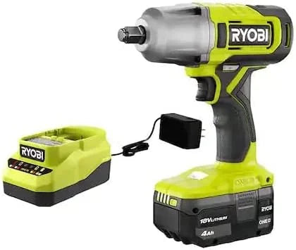 Wrench and in. Cordless Ah 1/2 RYOBI 4.0 Impact Battery Charger 18V with ONE+ Kit