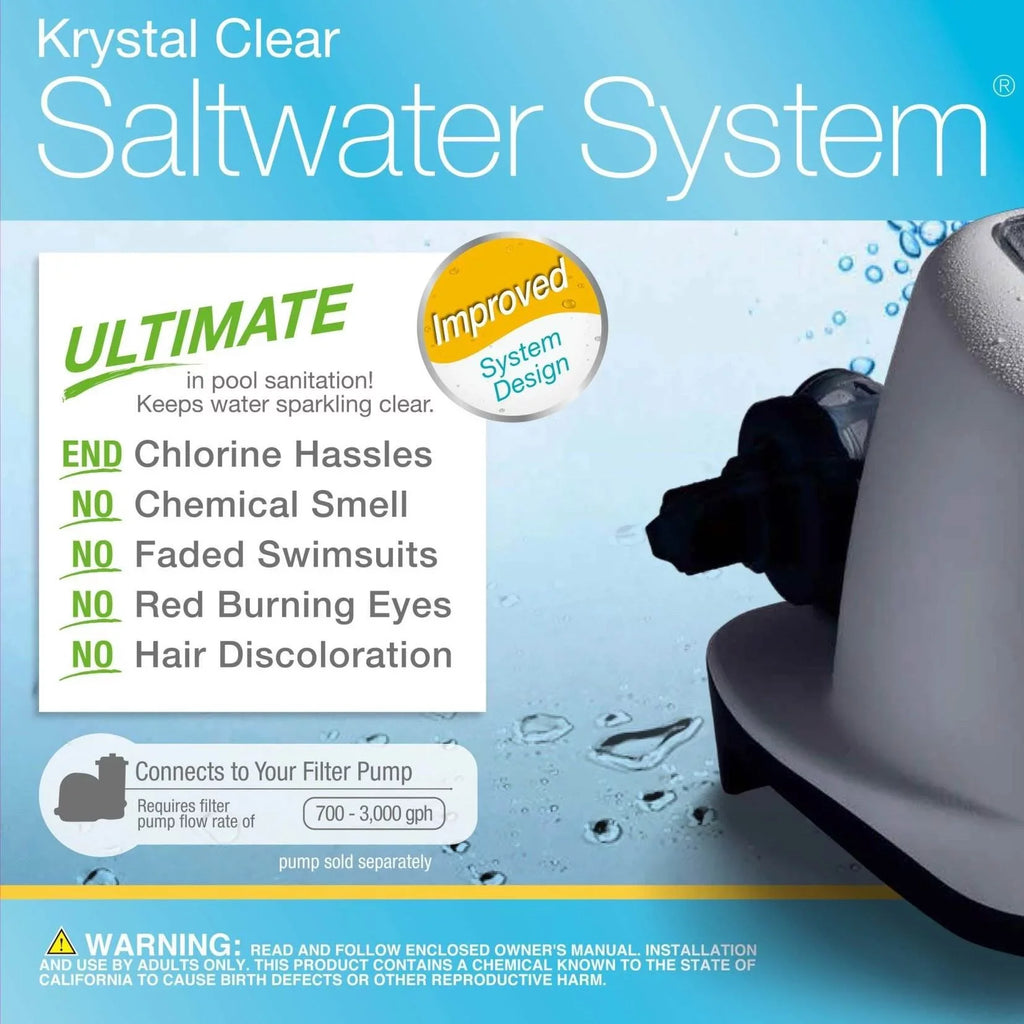 w/Krystal Saltwater System Sand Intex Clear Filter 2100 Pump GPH Pool