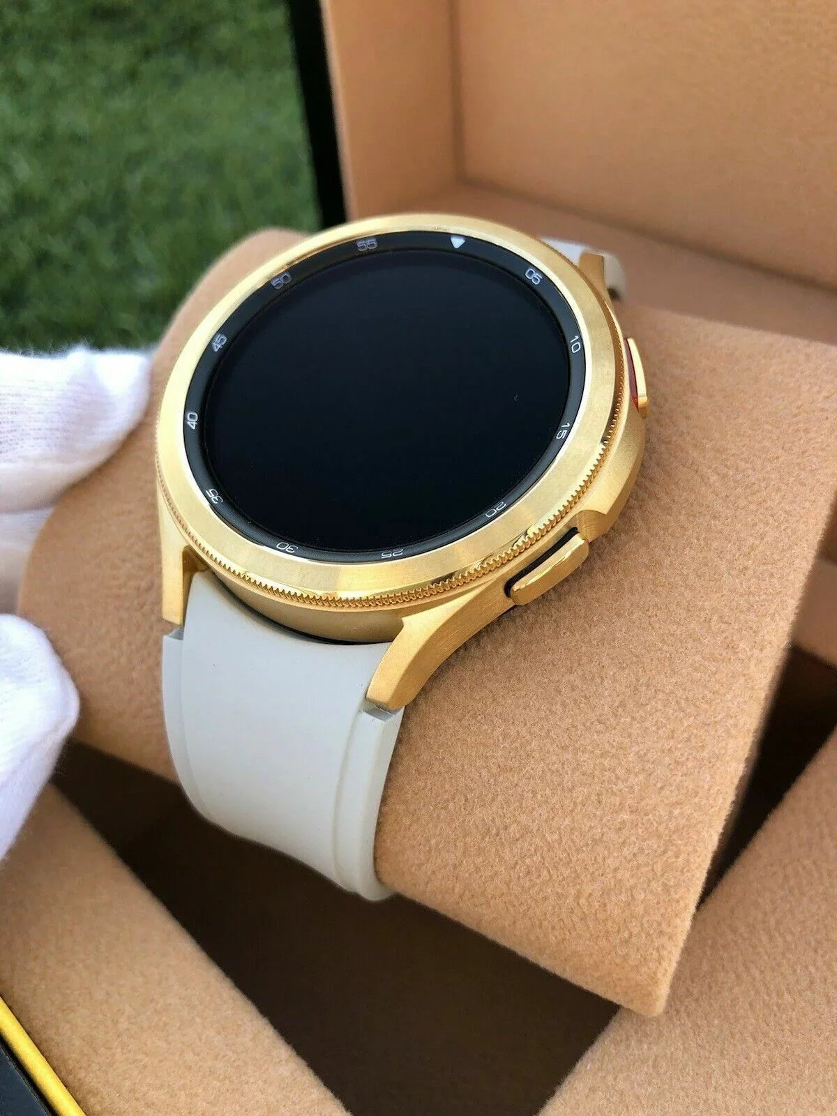 LTE Band Bezel 4 Gold Plated Watch Gray Gold 46mm Gold Custom 24k Galaxy
