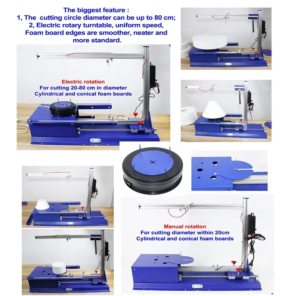 Hot Electric Vertical PreAsion Cutter Hotwire 110-220V Machine Rotary Tabletop Cutting Molti-functional