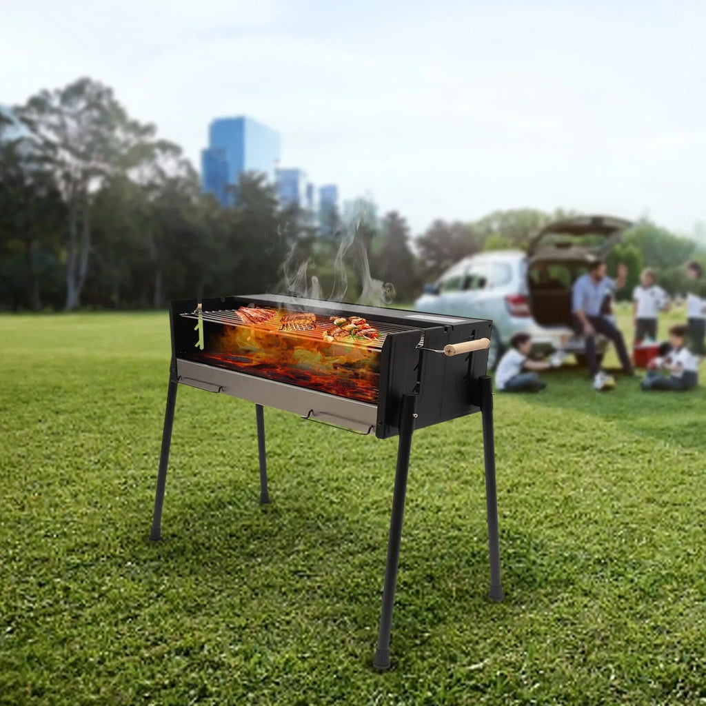 Stainless 304 Picnic Food Grill Steel Grill Kits Barbecue Miumaeov Charcoal Grade Grill Charcoal with for Portable Camping Grill Folding BBQ Tool