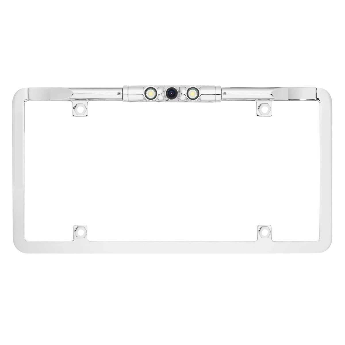 Full-Frame Active Lines - (Chrome) Parking Lights LED with Ultra BOYO Backup Slim Plate License Camera and VTL275LTJ