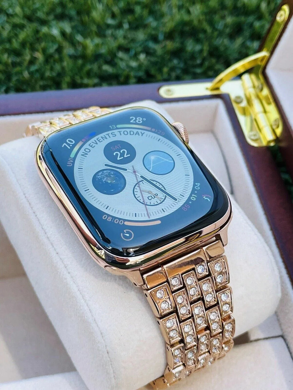 SERIES Band Steel 24K iWatch Rose Stainless 7 Rose Gold 45MM Custom Gold