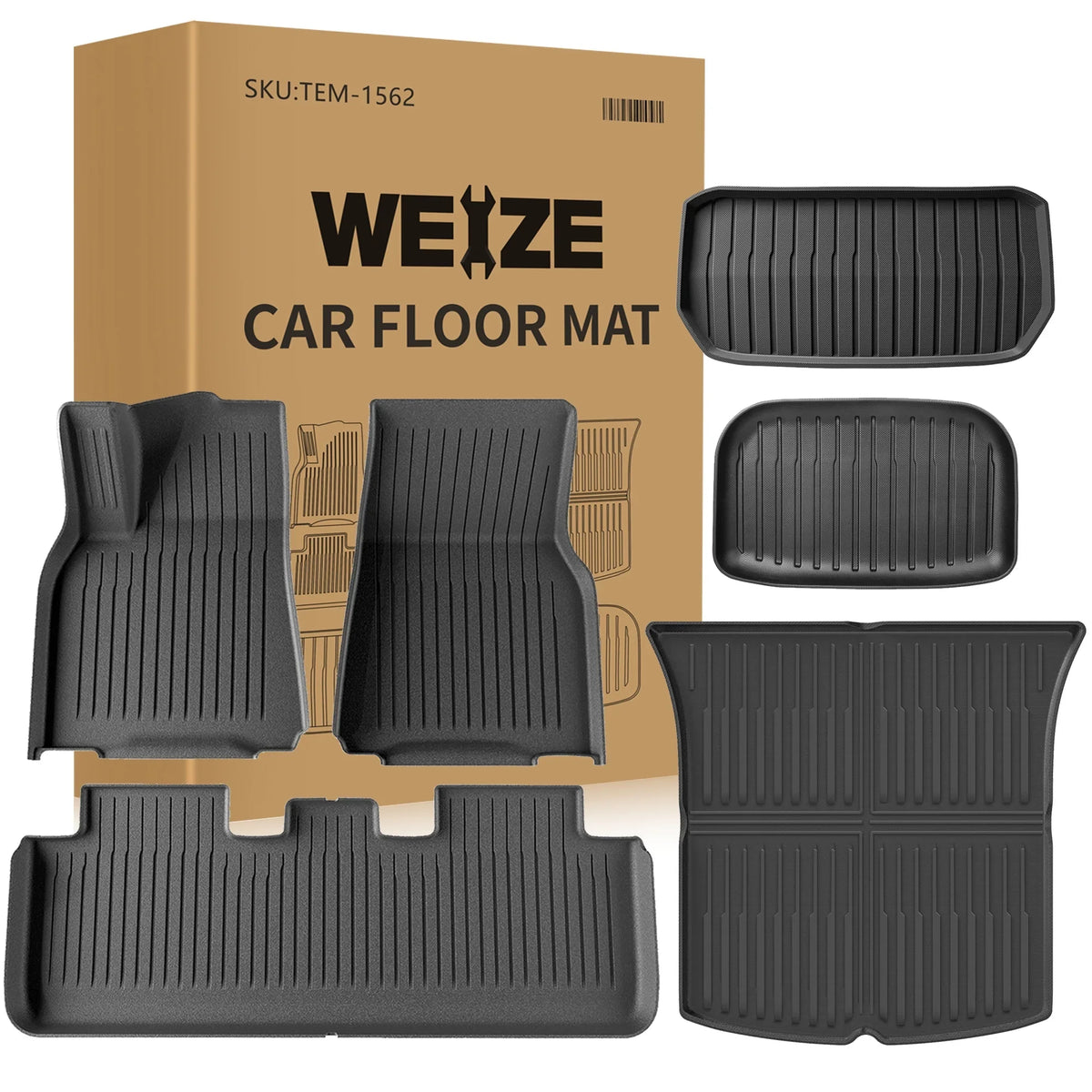 Waterproof for Model for Trunk All Mats Y Mats Cargo 5-Seater, Anti-Slip & Floor Tesla TPE Custom Set 2021-2023 climate Mats 6 of Rear Fit Tesla Liners WEIZE Front Set Accessories, 2024,