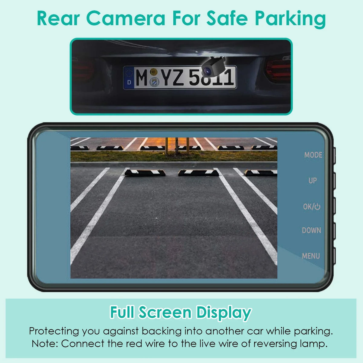 Parking 4.5" Camera Monitor&G-Sensor, Dual 70° Dash Angle,G-Sensor, iMounTEK Car Rear with Wide and Super Front Cam Dash