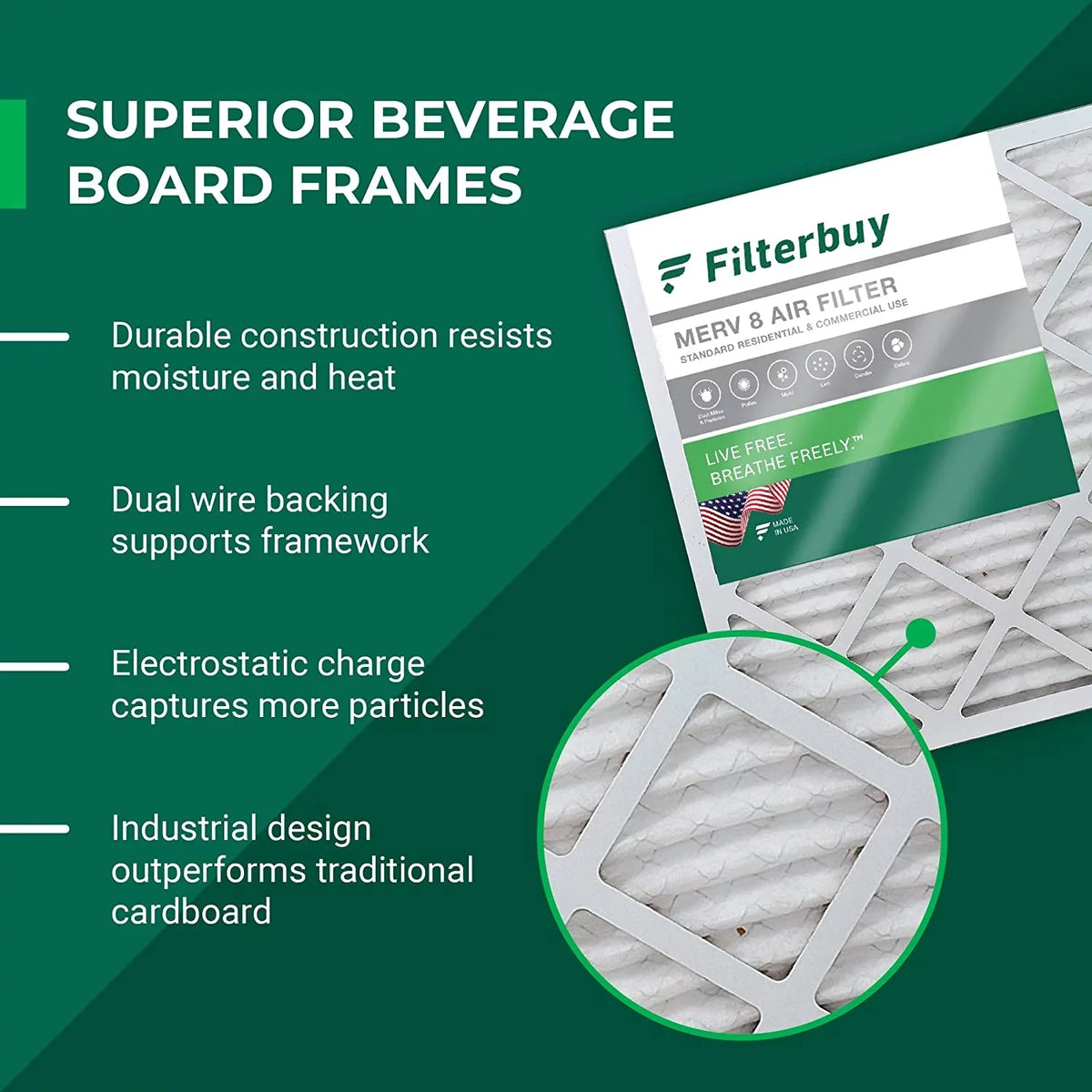 Furnace Air Filterbuy (2-Pack) Filters Pleated HVAC AC MERV 12.5x21x2 8