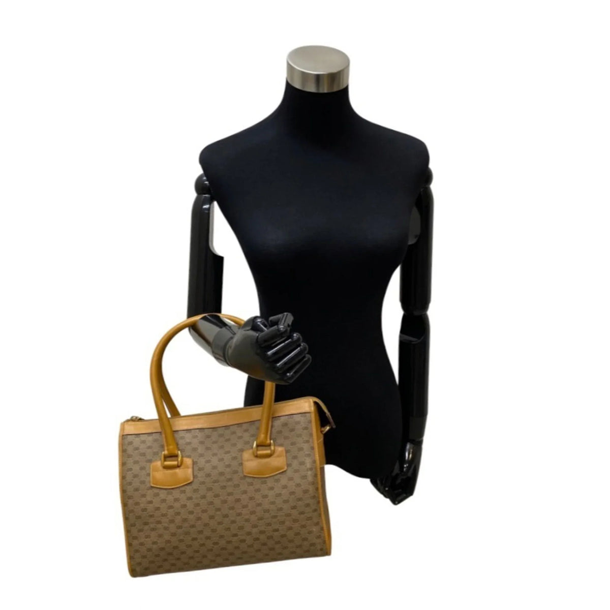 (Good) GG Shoulder Bag Leather Genuine Handbag Pre-Owned Brown Old 2way Micro Vintage