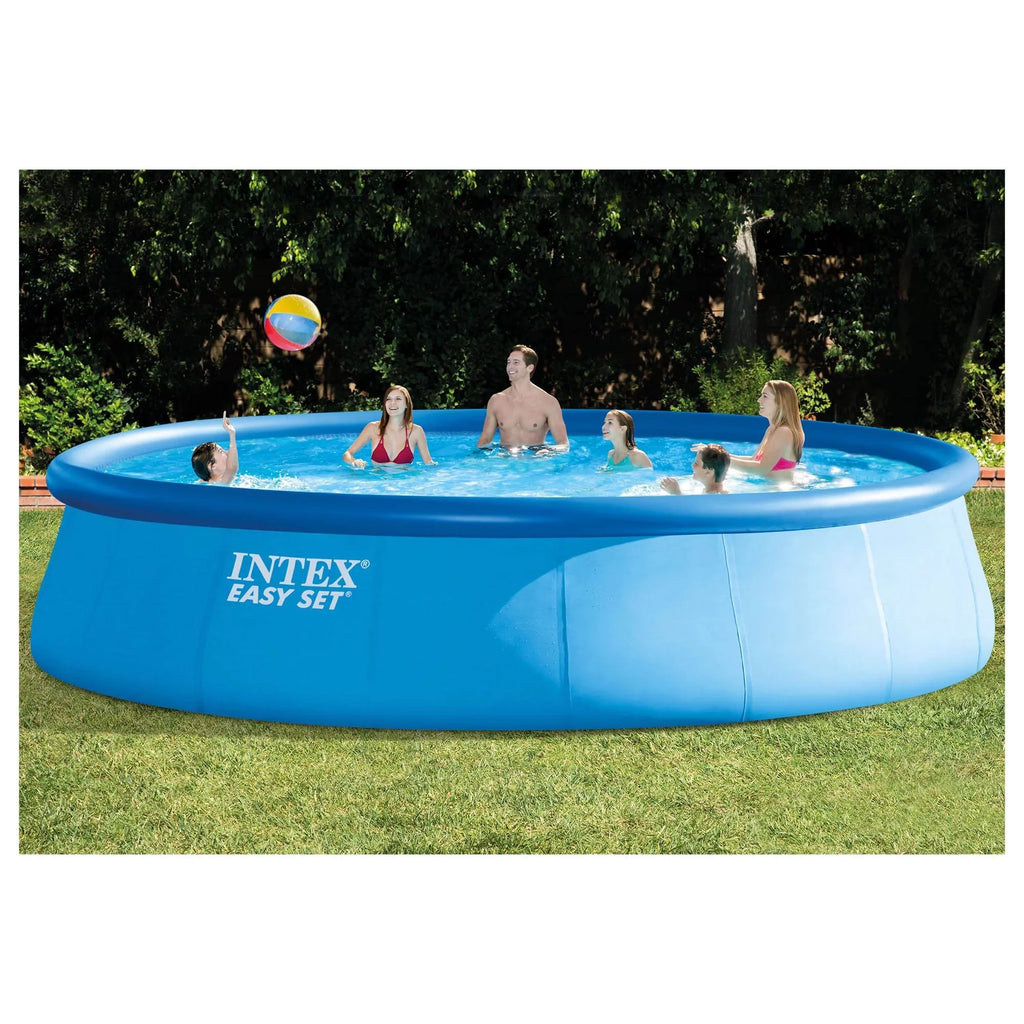 Above Ground Metal Inflatable Frame Intex Pool & x 18ft Round Ladder, Pump with Cover 48in