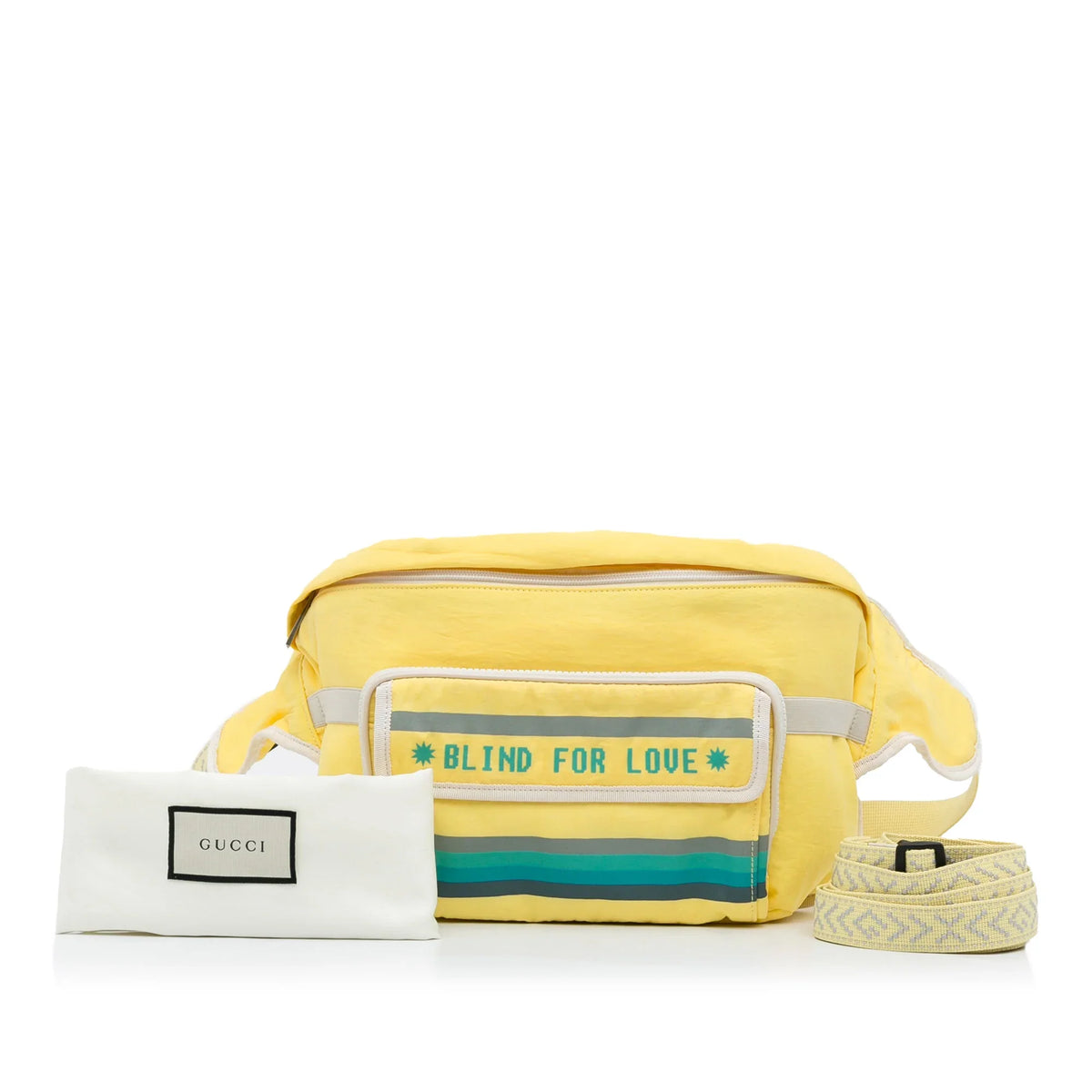 Yellow Belt (New Bag Defects) Unisex For Pre-Owned Love Fabric Authenticated with Nylon Blind