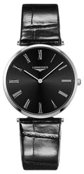 Black La Strap Quartz Watch Stainless Leather Unisex L4.755.4.51.2 Classique Dial Grand Steel Black Longines