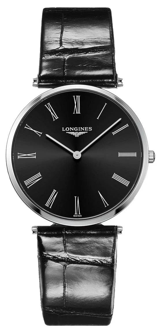 Black La Strap Quartz Watch Stainless Leather Unisex L4.755.4.51.2 Classique Dial Grand Steel Black Longines