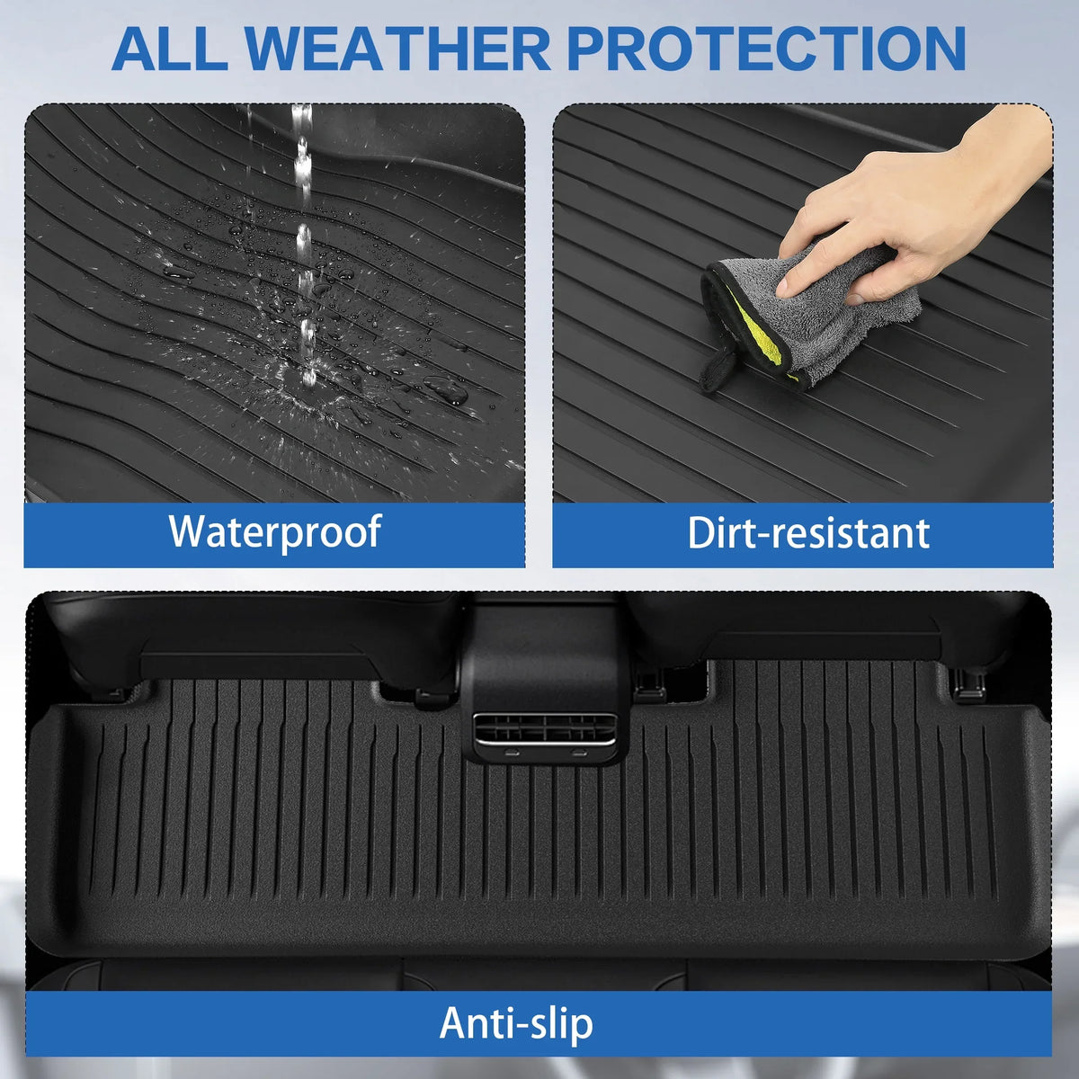 Waterproof for Model for Trunk All Mats Y Mats Cargo 5-Seater, Anti-Slip & Floor Tesla TPE Custom Set 2021-2023 climate Mats 6 of Rear Fit Tesla Liners WEIZE Front Set Accessories, 2024,