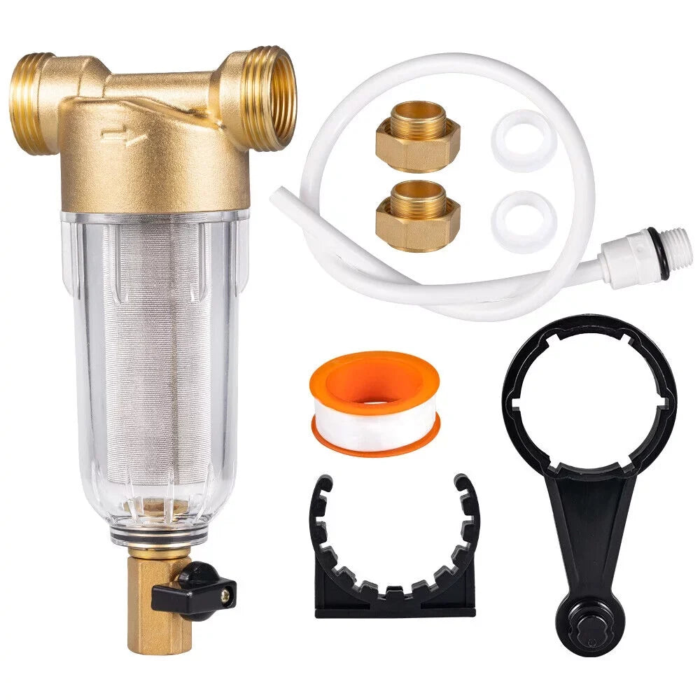 Jahy2Tech Filter Plumbing Pre-Filter Reusable Whole House 50 liquid Sediment Microns
