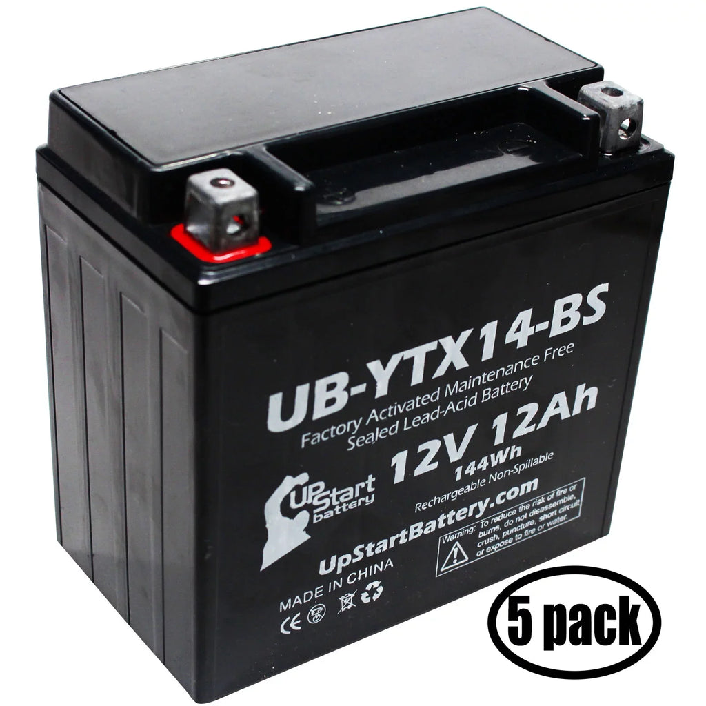YZF1000R 12AH, Yamaha CC - 12V, Free, 5-Pack Replacement Activated, Maintenance 1998 UB-YTX14-BS 1000 for Battery Motorcycle Factory UpStart Battery