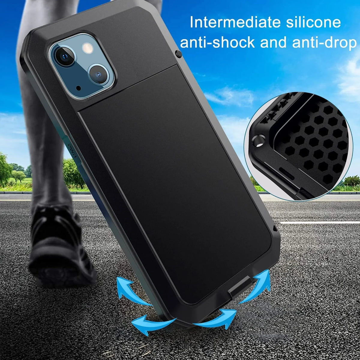 Military Shockproof Aluminum and Scratch Travel Gorilla Metal Protection, Duty Glass 11 Grade Pro Resistant Rugged Case (Silver) Heavy iPhone exterior