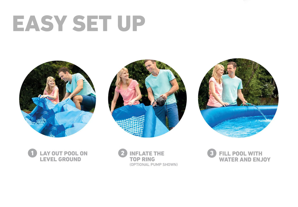 Above Ground Metal Inflatable Frame Intex Pool & x 18ft Round Ladder, Pump with Cover 48in