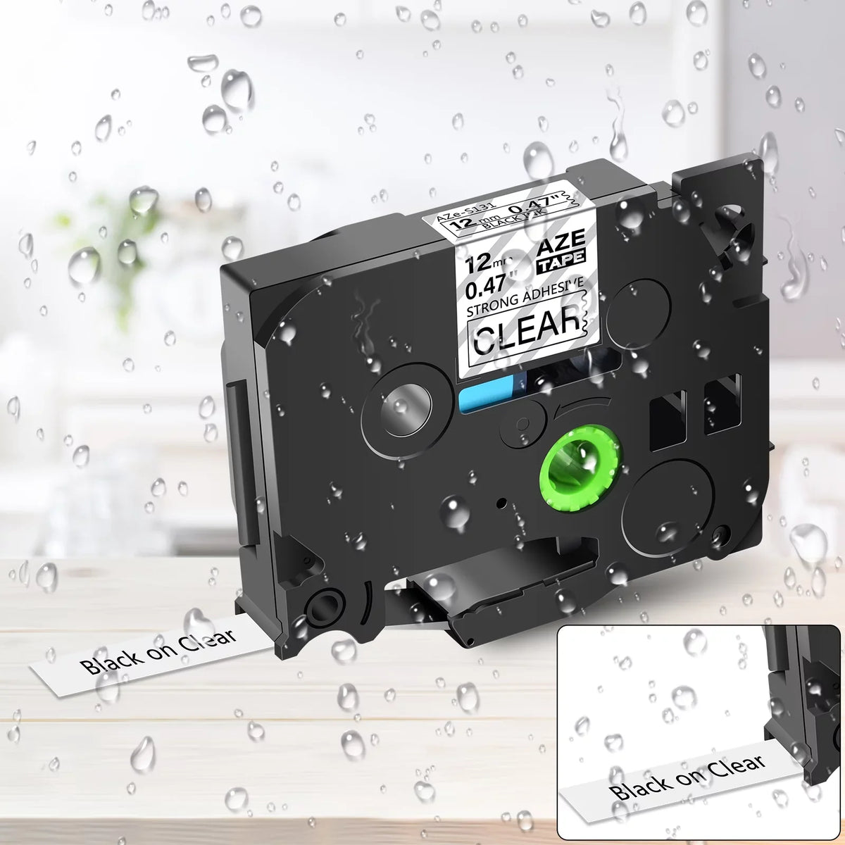 Tape TZe Label TZe-S131 Extra TZe-131 TZ TZ-131 on TZ-S131 Clear Strength Brother Compatible GREENCYCLE for P-touch 12mm Laminated Black 40PK