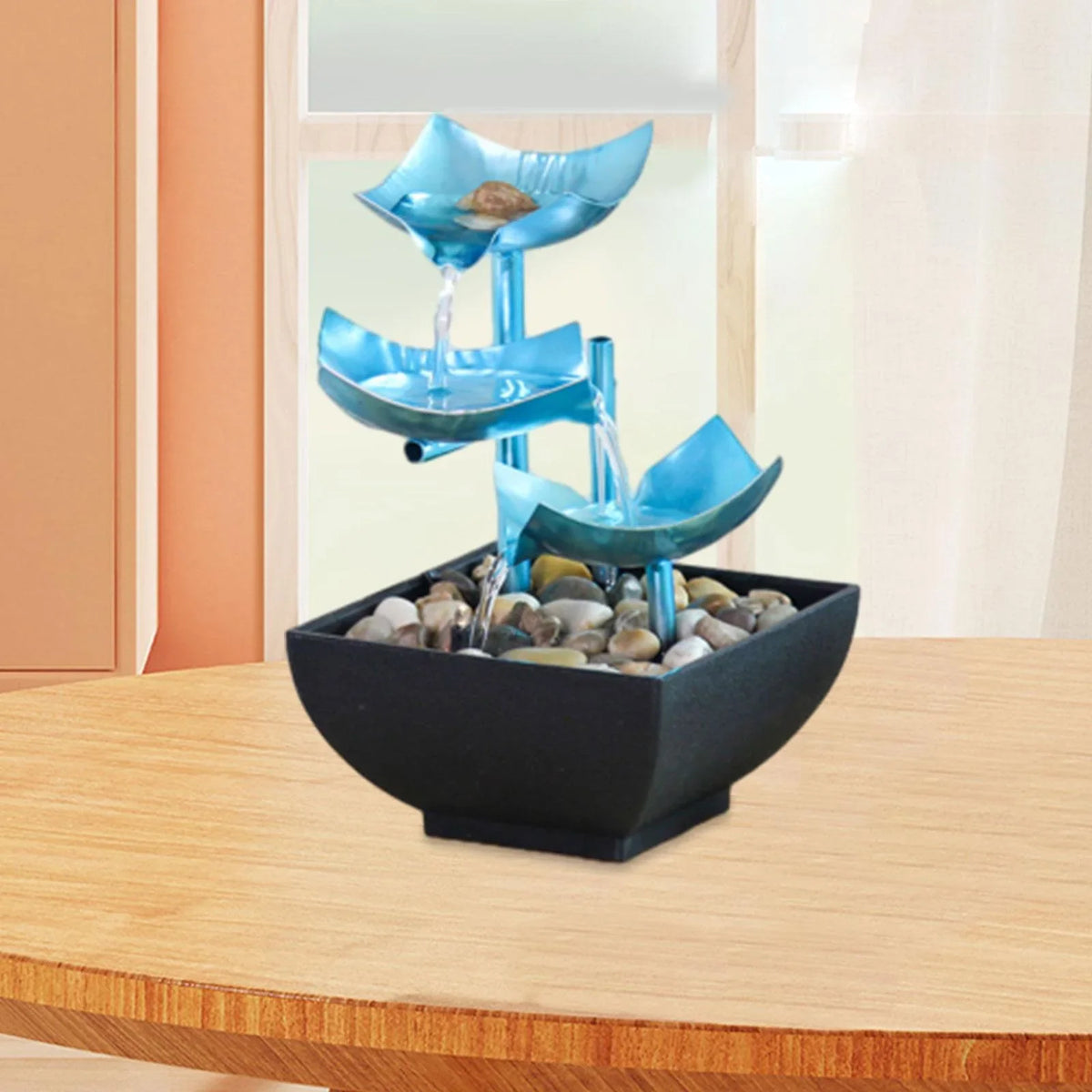 Room with Home for Fountain, Circular Indoor River Waterfall Tabletop Living Fountain Desk Menolana Rocks Flow liquid with liquid Garden