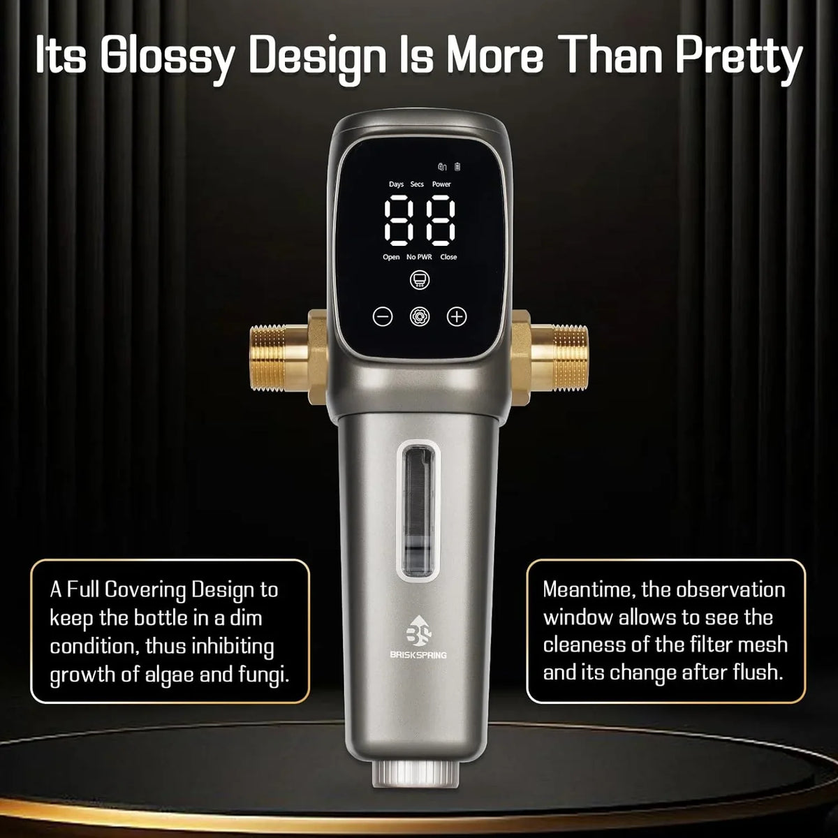 King FNPT Connector Sediment Filter liquid + Touch-Screen Spin OUWI's Model House Flushing 3/4" Automatic and 40 MNPT Head, 360°Rotatable Filter, Whole Micron Drainage, Reusable Down 1" System,