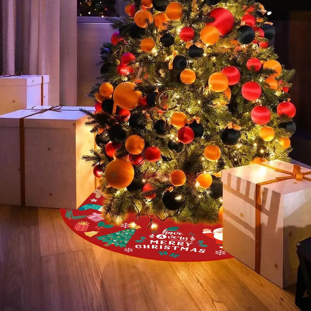 with Soft Holiday Tree Plush and Party Snow exterior Christmas Pattern Indoor Inches 36 Decorations Tree for Skirt Mat Red Tree Skirt Gold Ornaments Christmas