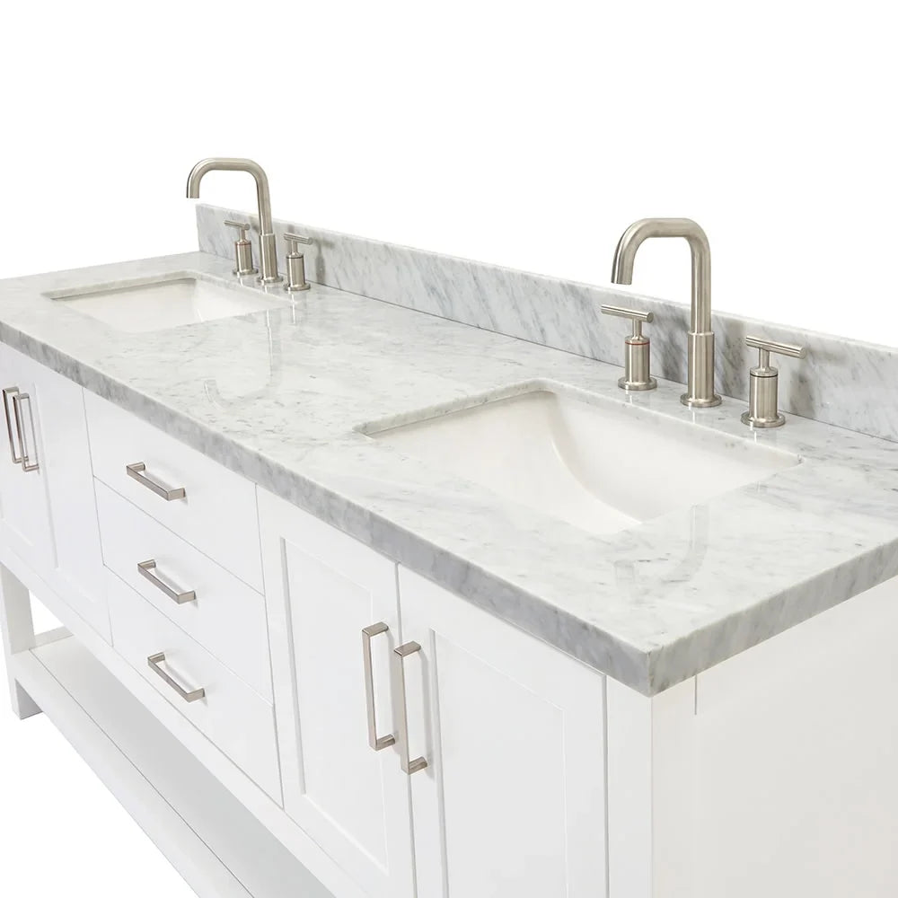 Double Vanity Basin S073dcwrvo Ariel White Set - Free 73" Magnolia Standing