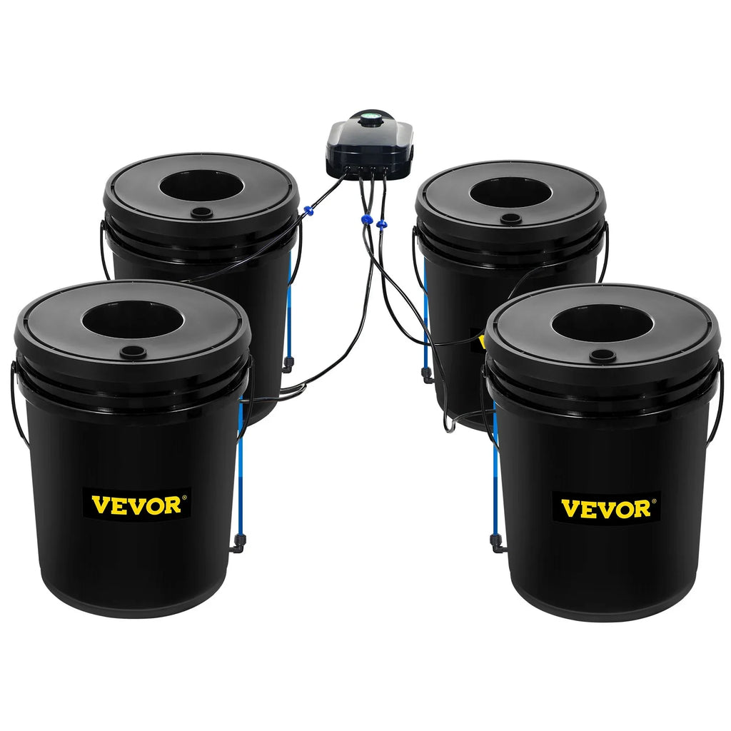 Leafy Hydroponic 5-Gallon, Stone System liquid VEVOR Grow Vegetables Pump, DWC & Indicator with for Kit, Level Air Indoor/exterior 4-Bucket