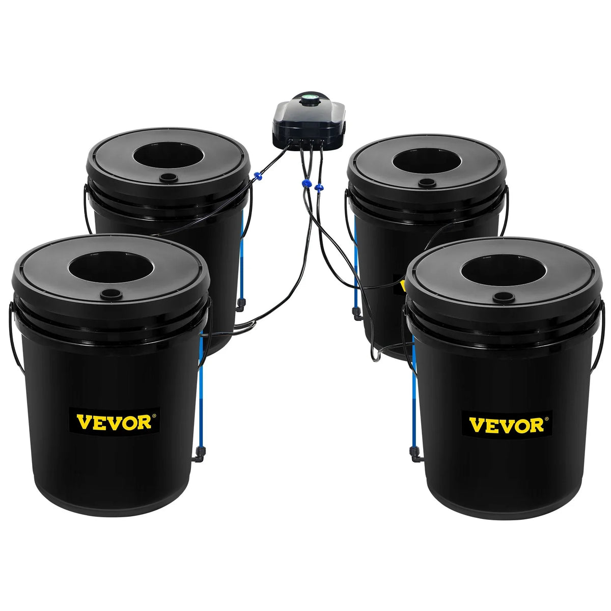 Leafy Hydroponic 5-Gallon, Stone System liquid VEVOR Grow Vegetables Pump, DWC & Indicator with for Kit, Level Air Indoor/exterior 4-Bucket