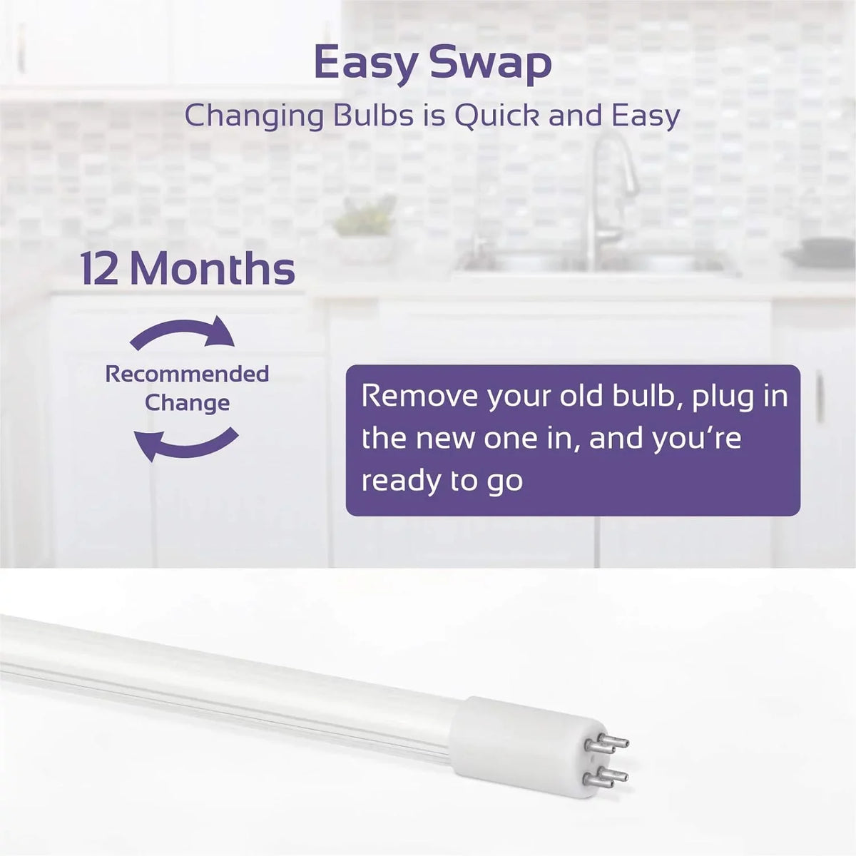 Ultraviolet – Under For 10” Sink Reverse Light Osmosis UV-C 1 – GPM Uvitizer – Filtration Systems Bulb UV UV Bulb