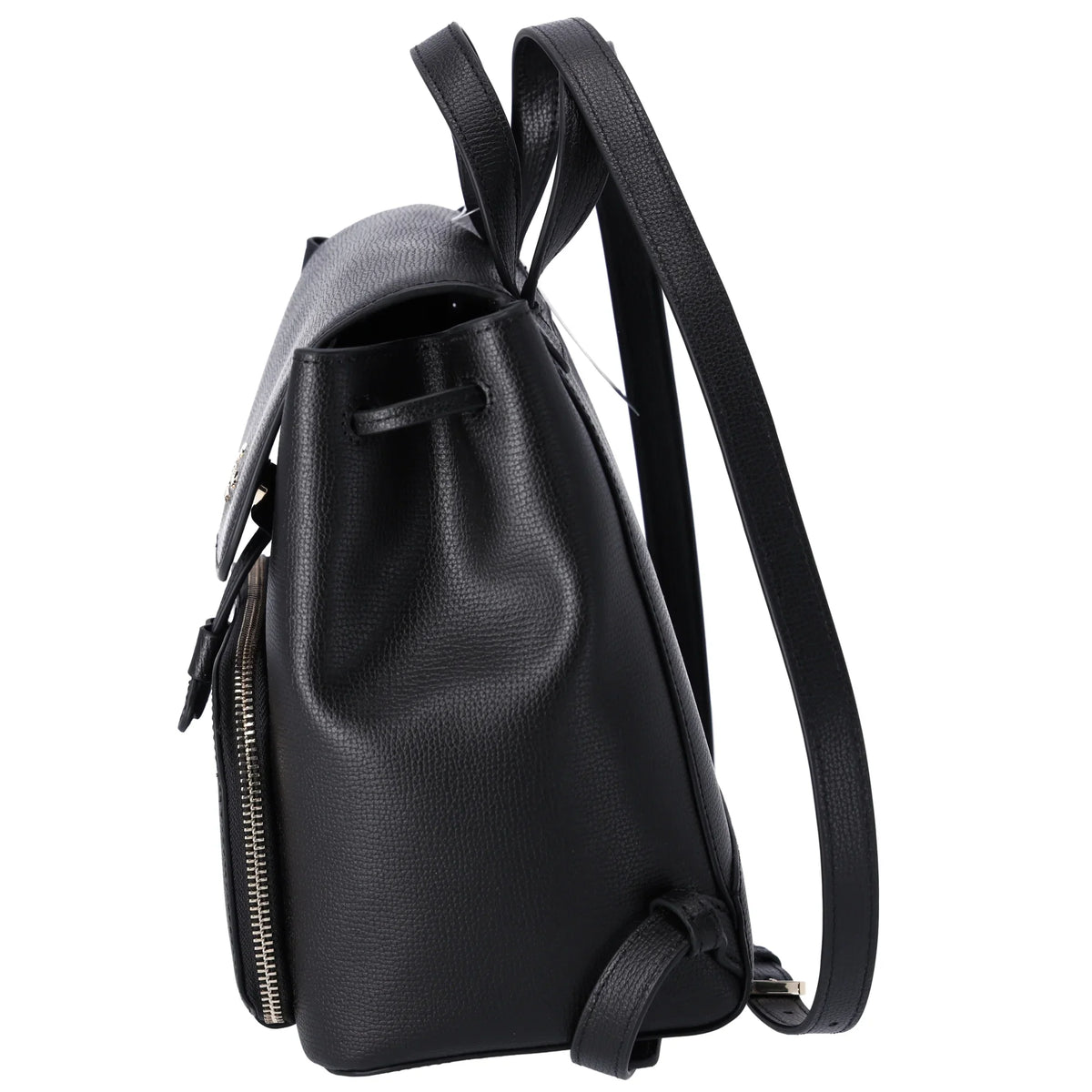 Kristi Spade Leather Flap Black Kate Medium Refined Grain Drawstring Backpack