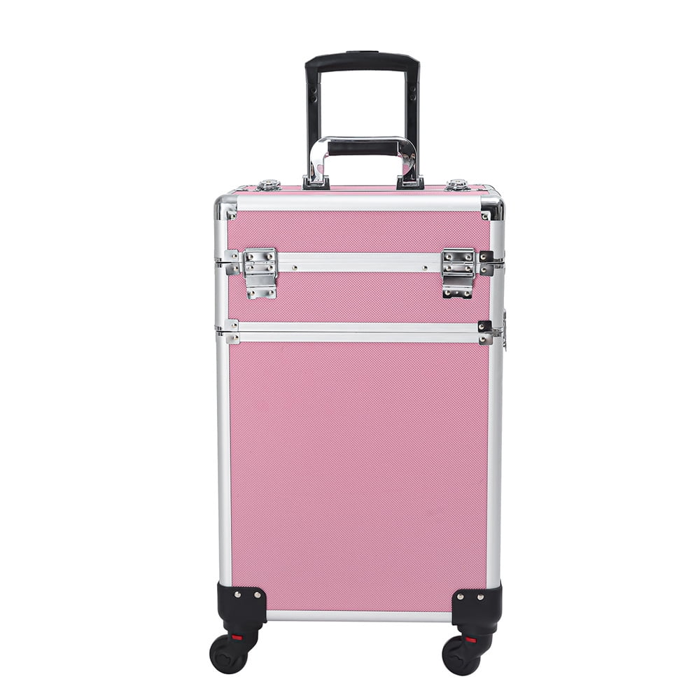 Makeup Case Trolley Case,Pink Case Zeng Drawers Makeup with Train Rolling