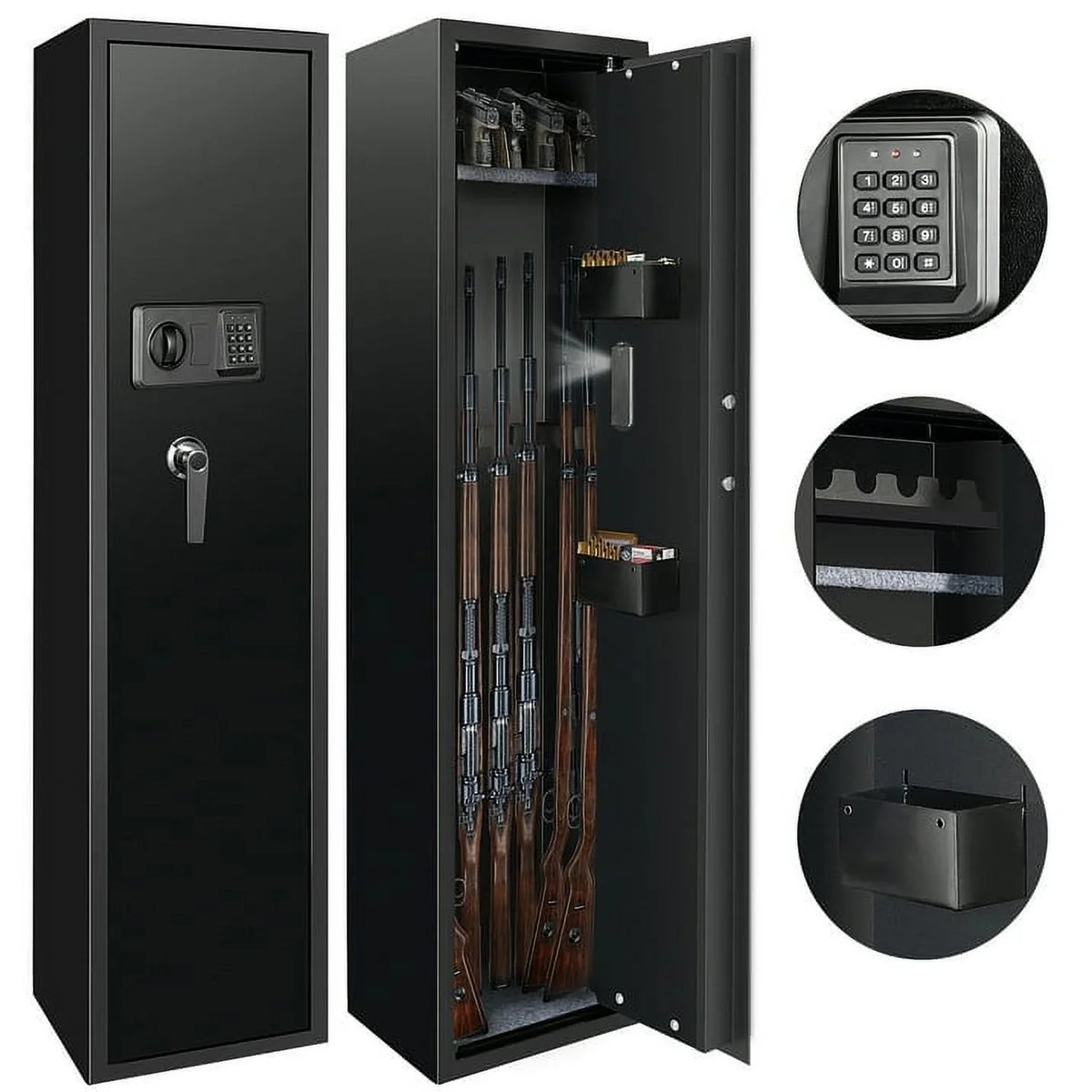 Shotgun 5-7 Rifle, Lock, and Gun Quick Design Safes: Removable Shelf, Bullet Access Password Thickened Cabinet, with Security SULIVES Rack