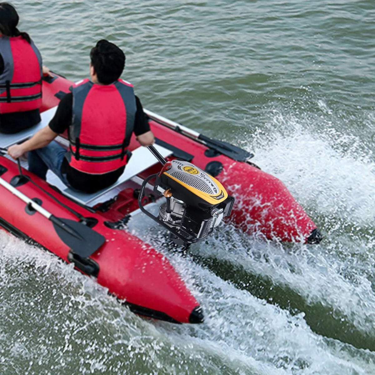 4 Motor Duty Boat Heavy 4.3KW Stroke Boat YIYIBYUS Outboard System Engine,225CC Propeller Outboard Engine Motor Cooling Air Outboard
