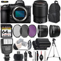 Angle Wide f/1.8 + Mirrorless Digital Remte Card + Lens + 2.2x International Nikon + Memory S 64GB Version Filters Lens UV-CPL-FLD + Wireless + with - Camera 0.43X Z5 50mm Telephoto Lens Flash