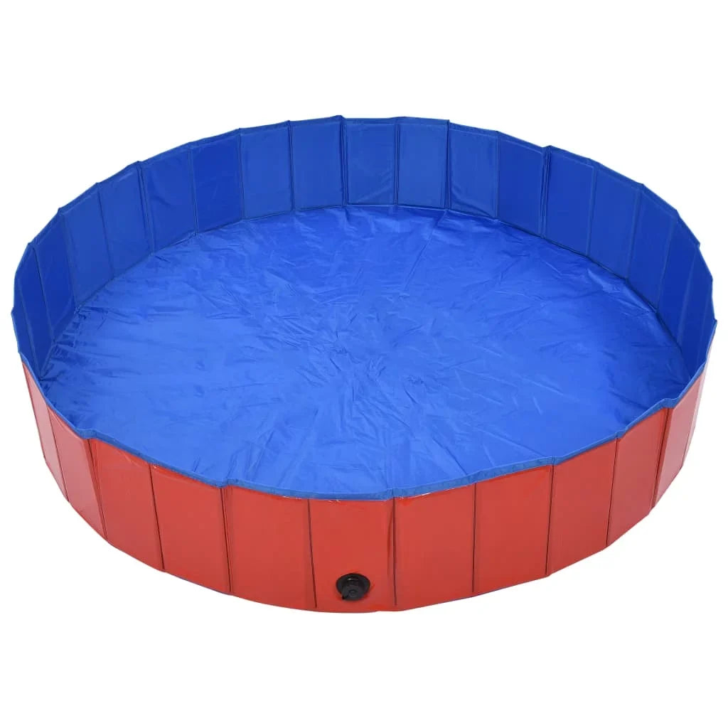 PVC Red Foldable Swimming Dog 63"x11.8" Pool