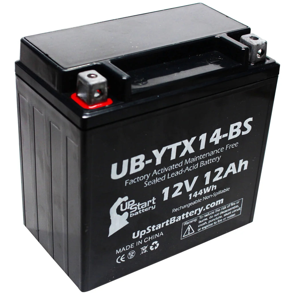 YZF1000R 12AH, Yamaha CC - 12V, Free, 5-Pack Replacement Activated, Maintenance 1998 UB-YTX14-BS 1000 for Battery Motorcycle Factory UpStart Battery