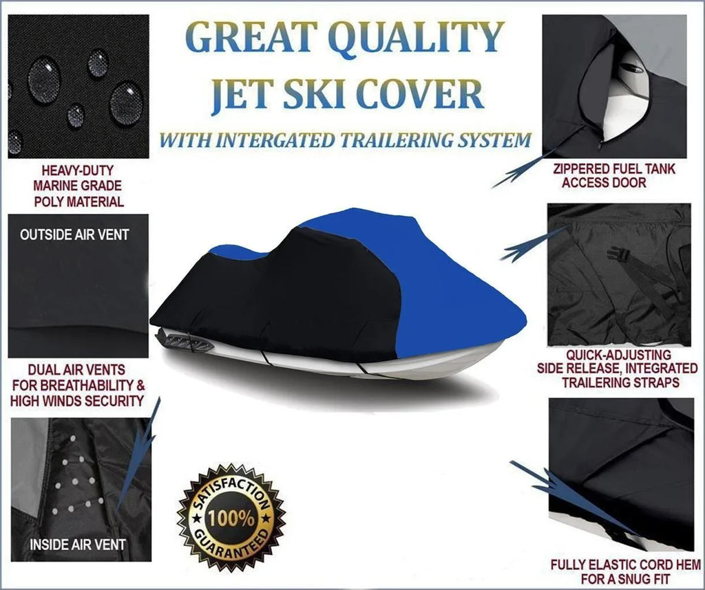 Jet Cover YAMAHA Ski Cover 2005 2006 Sport HEAVY-DUTY BLACK VX-110 / BLUE Watercraft Compatible for WaveRunner