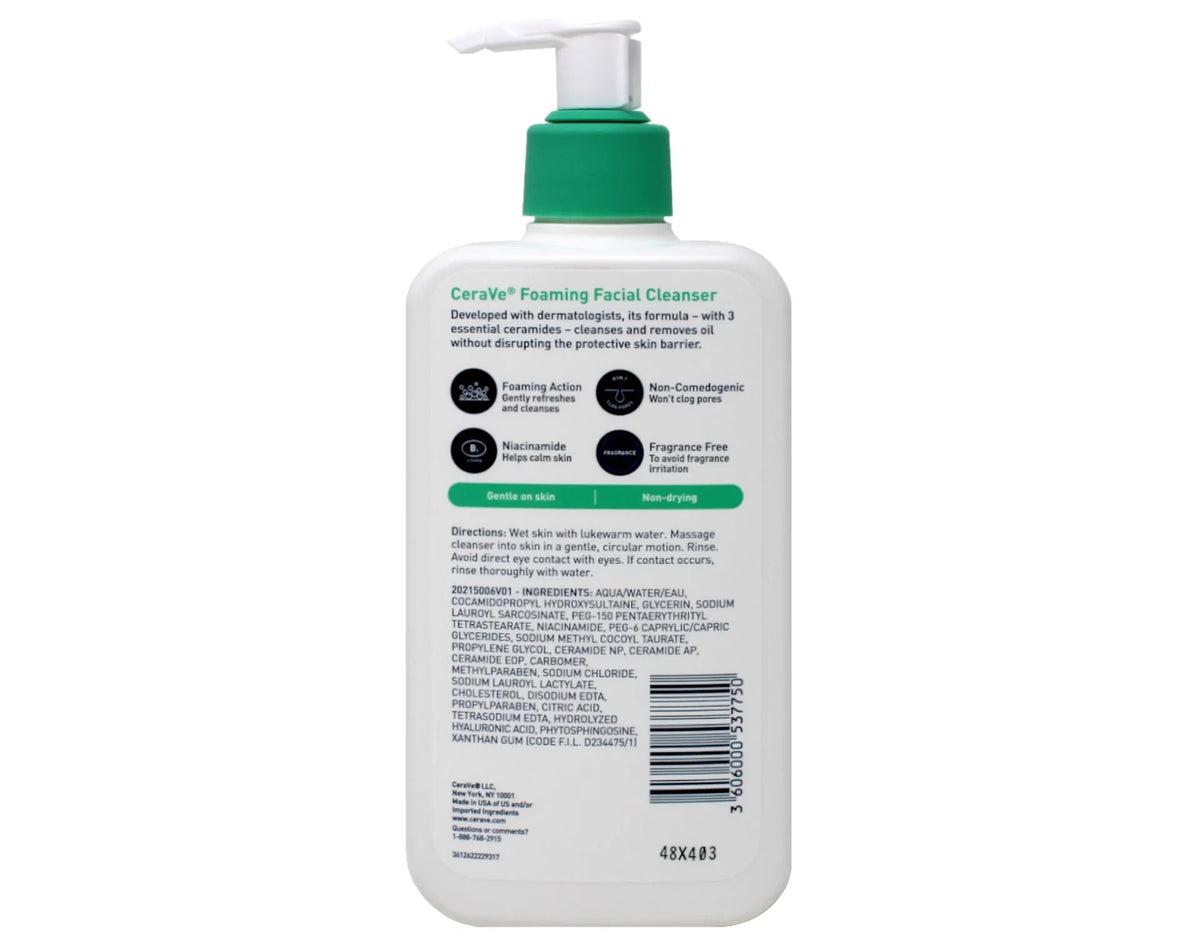 Face Wash Hyaluronic Fragrance-Free Cleanser. with Acid Foaming CeraVe Face