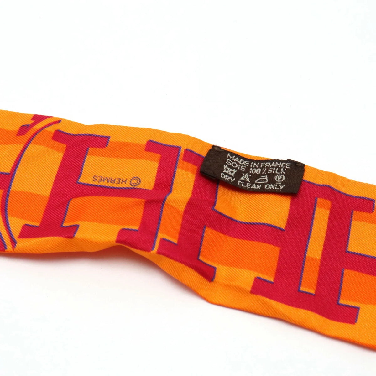 Hermes Twilly Muffler Silk Scarf Pre-Owned 10th HERMES Faubourg (Good) Orange Anniversary 24 100% 5-4-1 Ginza