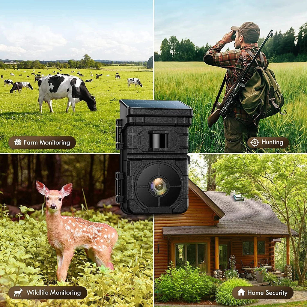 Solar IP66 Game Hunting Camera Rechargeable HD Vision Wildlife Trail 24MP Night