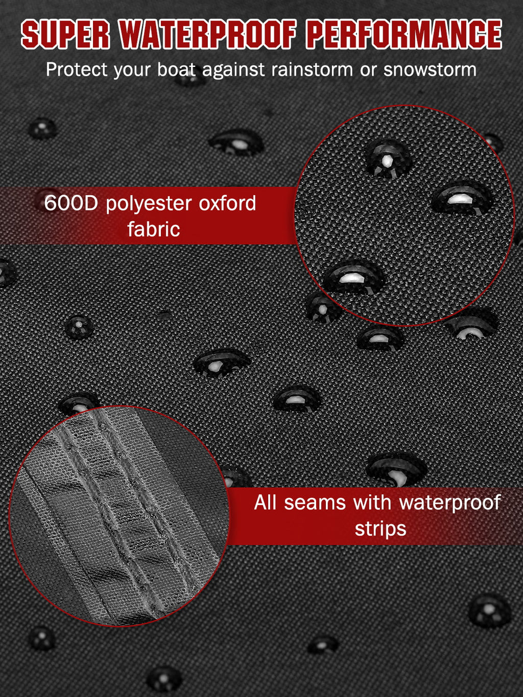 Runabout for Bass Polyester 19 - TRI-Hull 600D Oxford Protection Boat Heavy Durable Fishing Cover, All AngLink V-Hull Duty and Boat ft - Waterproof Boat 17 climate Black Trailerable, Fit Cover |