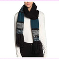 OS Print Kors, Wrap Embellished Stud LUXE Fringe Stripe TEAL,dimension Michael Scarf,