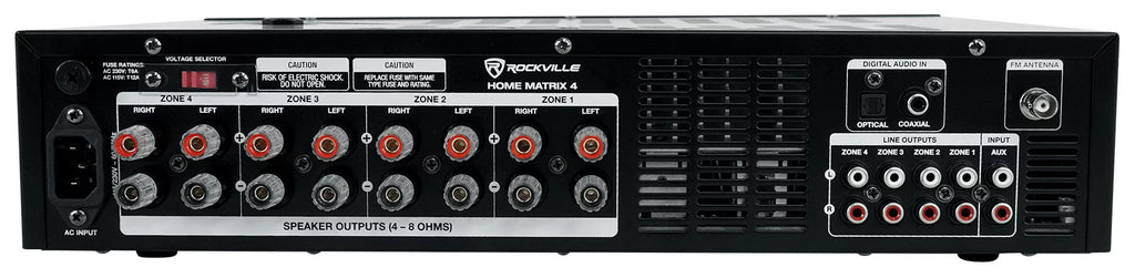 Rockville Home 8" (8) Ceiling Speaker w/ System Receiver Speakers+4-Zone 4-Room
