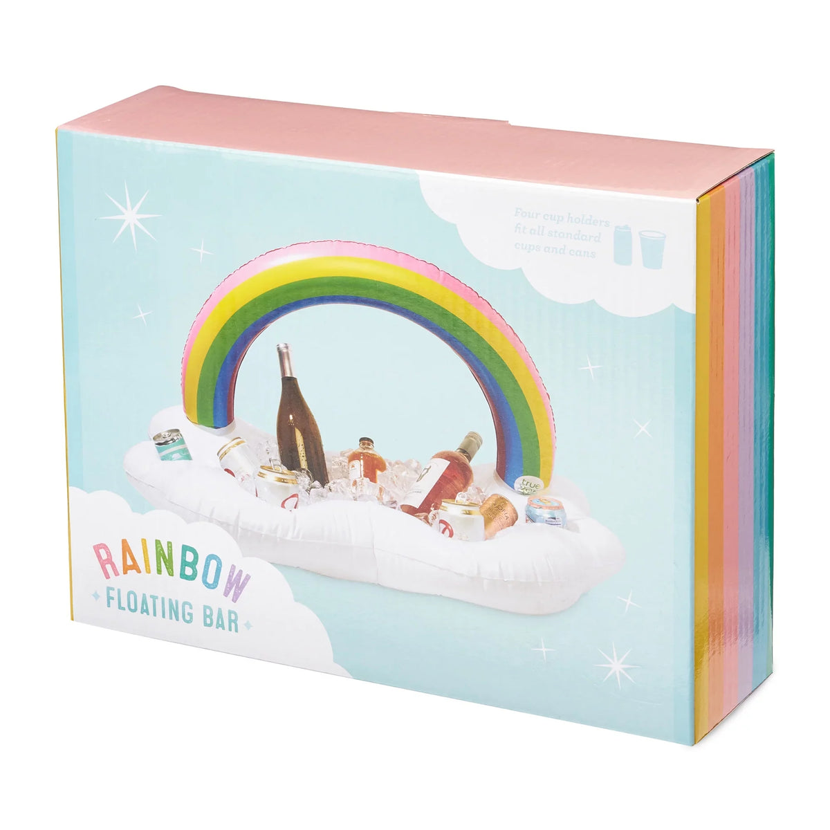 Rainbow Cooler, of 1 Drink Colorful Set Floatie, Box Party Cup TrueZoo Pool Floating Bar Inflatable Ice and Holders Cloud