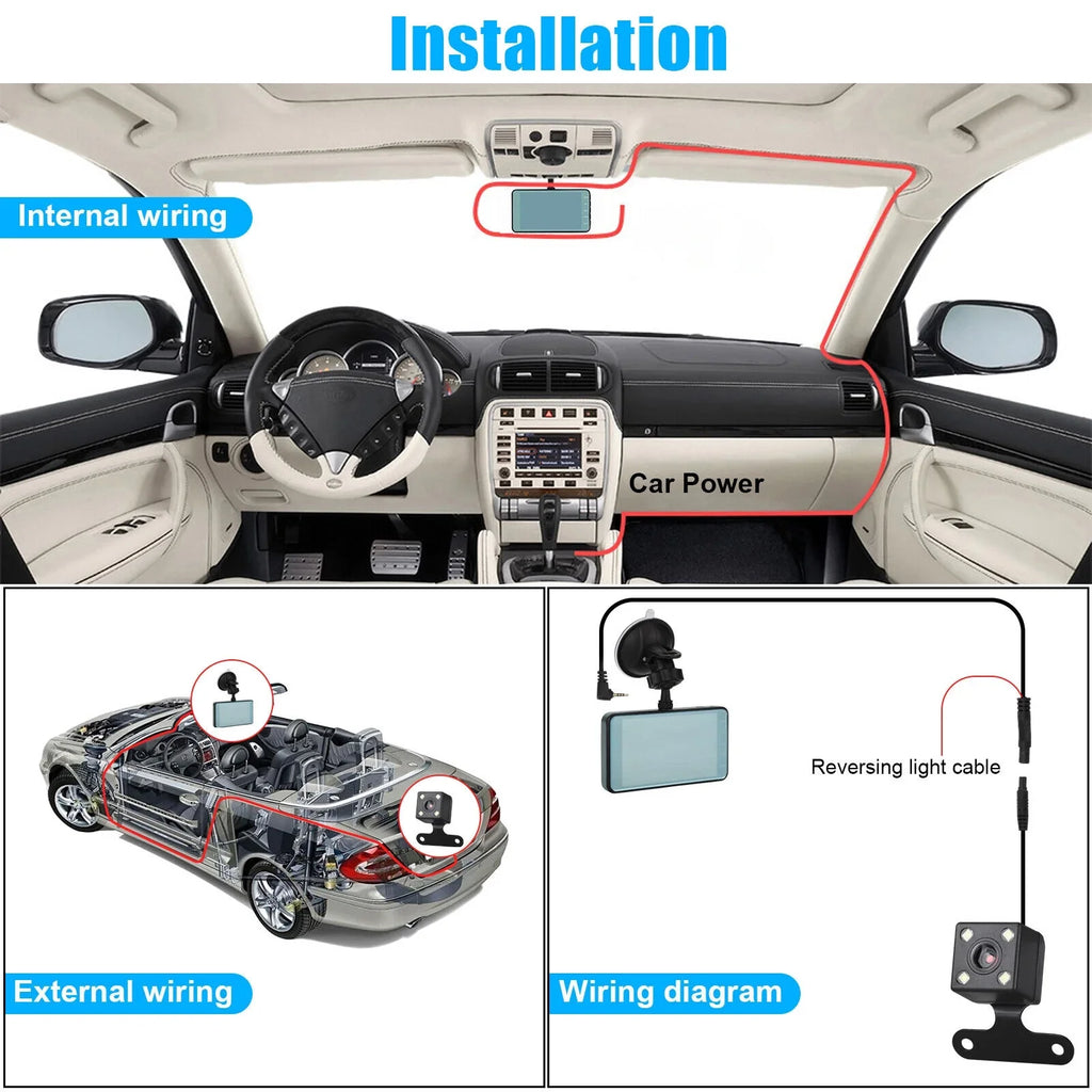 HD G-Sensor Camera View Front 2 1080P Dash Car Video DVR Recorder Lens Rear Cam