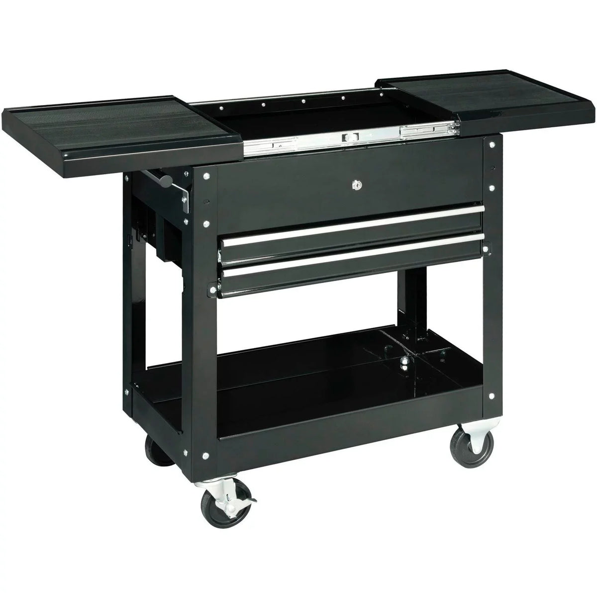 Tool W/ 2-Drawer Global Industrial Cart Top, Sliding Black 27"
