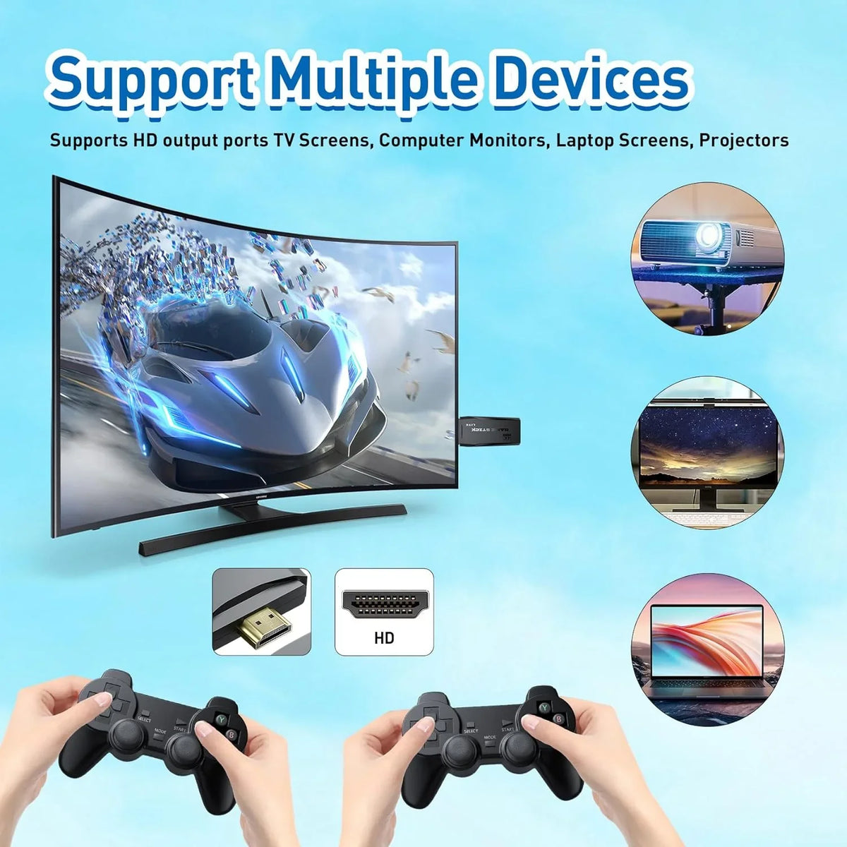 Games for Wireless Retro 4K Retro Classic and Video Emulators,Plug Preloaded Console Stick HD Port,2 Gamepads(64G) Game Play S2 Stick - Support Games,9 12000+ TV,Nostalgia Emulator