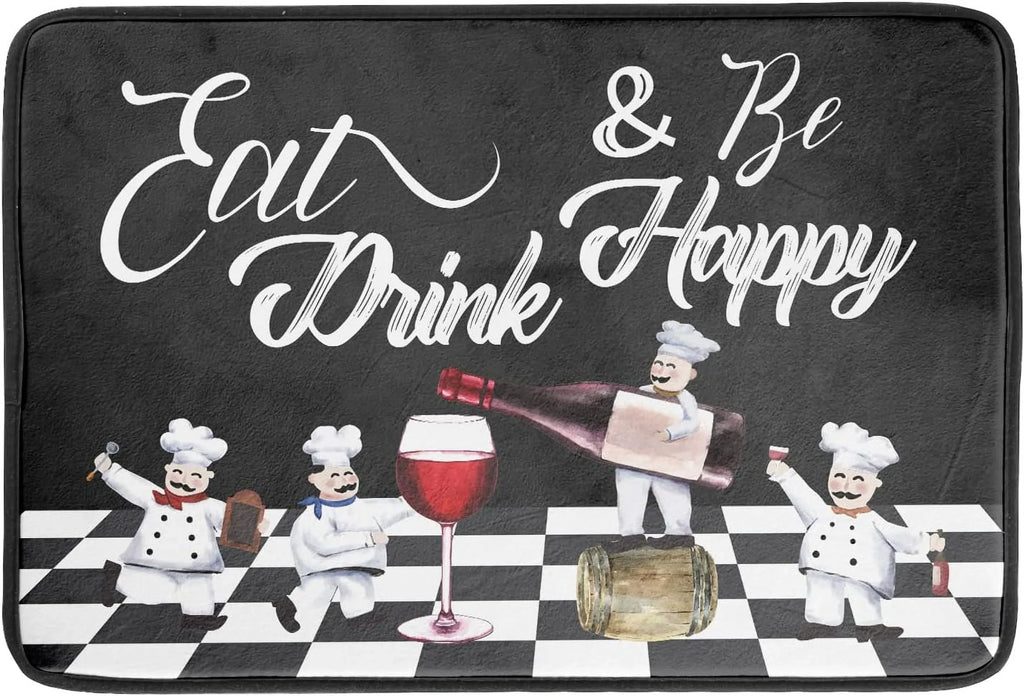 Dish Wine White Cook Kitchen Fatigue Chef Plaid Pasta Red Drainer Black Bistro Mats Dish Buffalo Anti Italian Pad Glass Drying Wellsay Dishes 18x24 Fat Chubby Mat Decor Check Plump Drainer Mat Rack