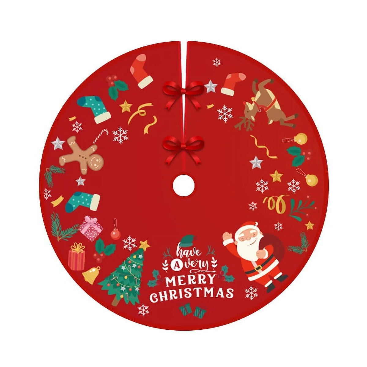 with Soft Holiday Tree Plush and Party Snow exterior Christmas Pattern Indoor Inches 36 Decorations Tree for Skirt Mat Red Tree Skirt Gold Ornaments Christmas